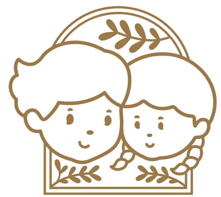 The Chochana logo: a boy and a girl, drawn after the owner's son and daughter